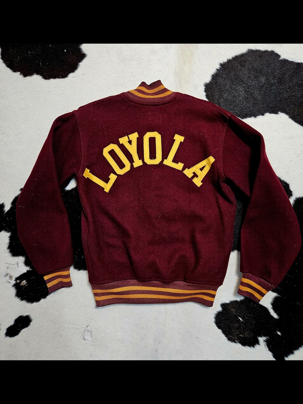 Vintage 1950s 1960s Loyola WOOL Maroon & Gold Varsity Bomber Jacket SMALL